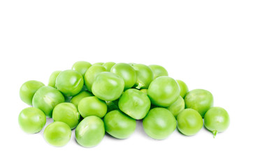 Pile of green peas isolated on the white background