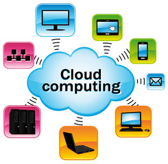Cloud computing colorful illustration.