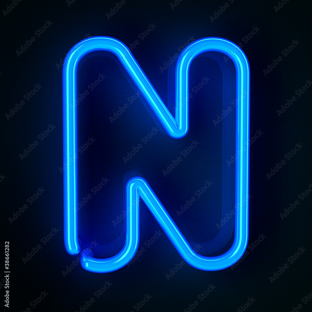 Sticker neon sign letter n