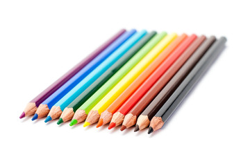 colors pencil in series on white background