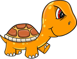 Angry Mad Orange Turtle Vector Illustration Art