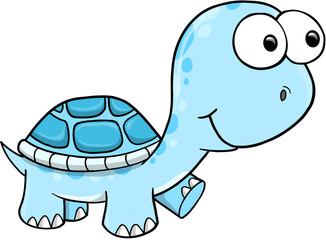 Blue Silly Turtle Vector Illustration Art
