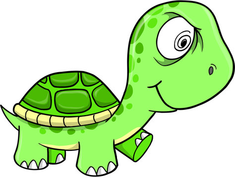Toxic Crazy Green Turtle Vector Illustration Art