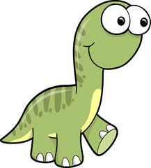 Goofy Silly Green Dinosaur Animal Vector Illustration Art