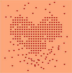 Broken red heart of hearts background