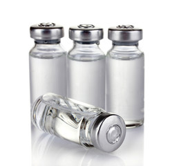 Medical ampoules isolated on white