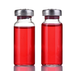 Medical ampoules isolated on white