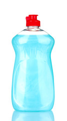 blue detergent bottle isolated on white