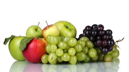 Ripe juicy fruits isolated on white