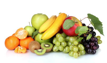 Ripe juicy fruits isolated on white