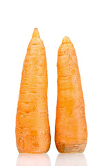 Fresh carrots isolated on white