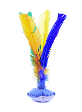 Colorful shuttlecock on white background