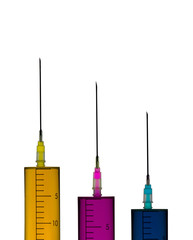 Spritzen gefüllt mit verschiedenen farben