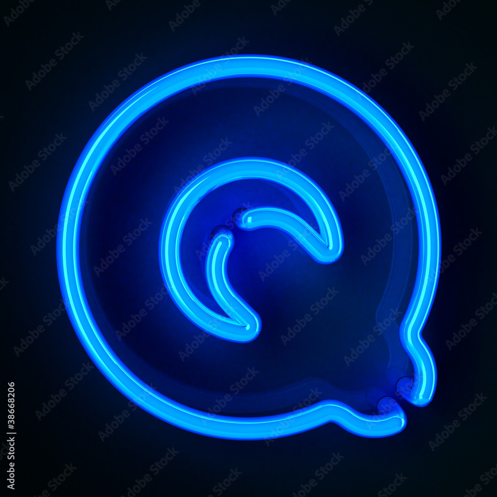 Wall mural neon sign letter q