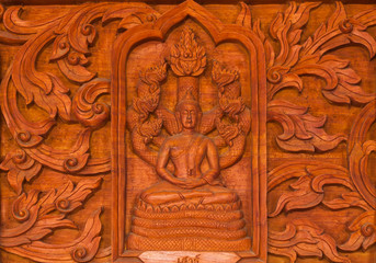 Traditional Thai style wood carving in Thai temple ,Generality i