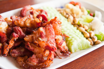 Fried pork with Thai herbal,Thai style food