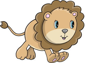 Cute Lion Cub Animal Safari Wildlife Vector