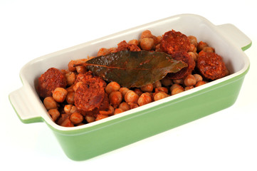 Plat de pois chiches chorizo et laurier