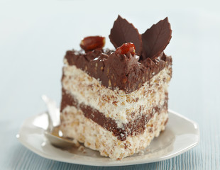 chocolate and hazelnut cake slice
