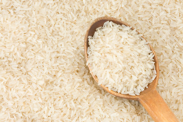 rice grain and  spoon