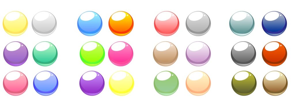 Vector blank, glowing, colorful circular web buttons.