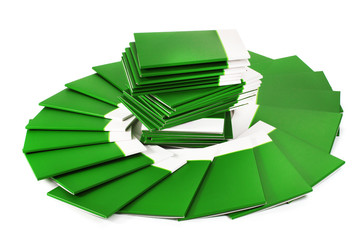 Many green folders isolated on white