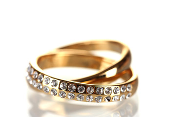 Golden ring isolated on white