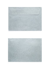 Blank decorative silver envelope isolated on white