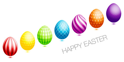 Easter Card 7 Easter Eggs Colour Diagonal