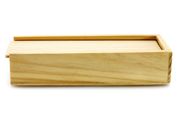 Wooden box on a white background
