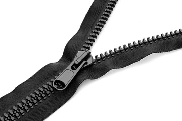 Black zipper on white background