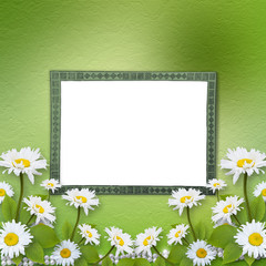 Card for invitation or congratulation with bouquet of flowers