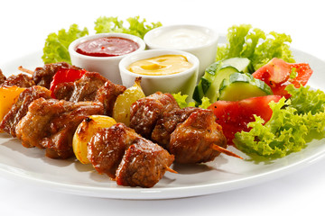 Grilled meat and vegetables
