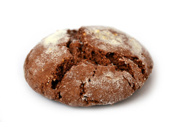 Round chocolate cookie isolated on white