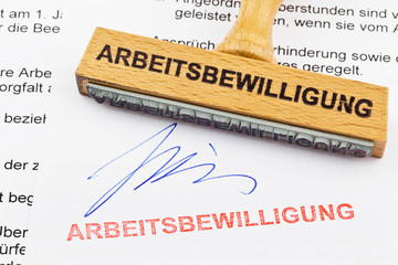 Holzstempel: Arbeitsbewilligung