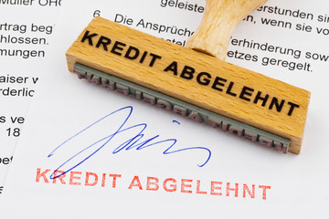 Holzstempel: Kredit abgelehnt