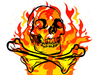 Skull in fire