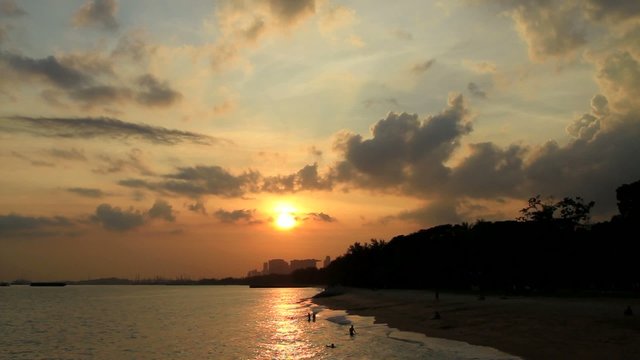 Sunset at East Coast Beach in Singapore