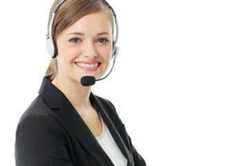 Business woman with headset. Call center