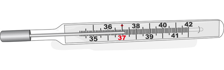 Glass thermometer with shadow