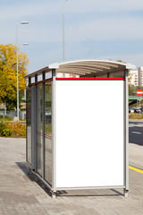 Blank billboard on bus stop - 38680437