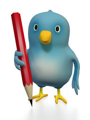 Bluebird  with red pencil