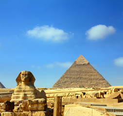 egypt Cheops pyramid and sphinx