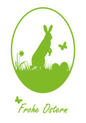 Osterkarte Frohe Ostern Osterhase Silhouette