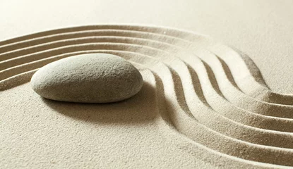 Poster de jardin Pierres dans le sable méditation de réflexion zen