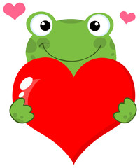 Cute Frog Holding A Heart
