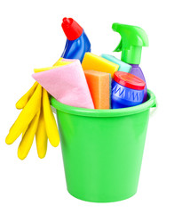 bucket with cleaning articles - 38682293