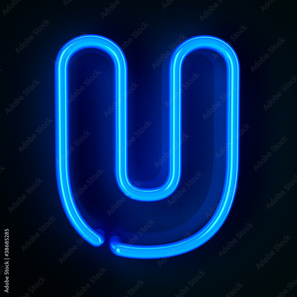 Wall mural Neon Sign Letter U