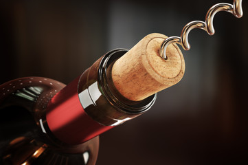 Uncorking of a wine bottle