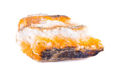 The layered mineral is white and yellow